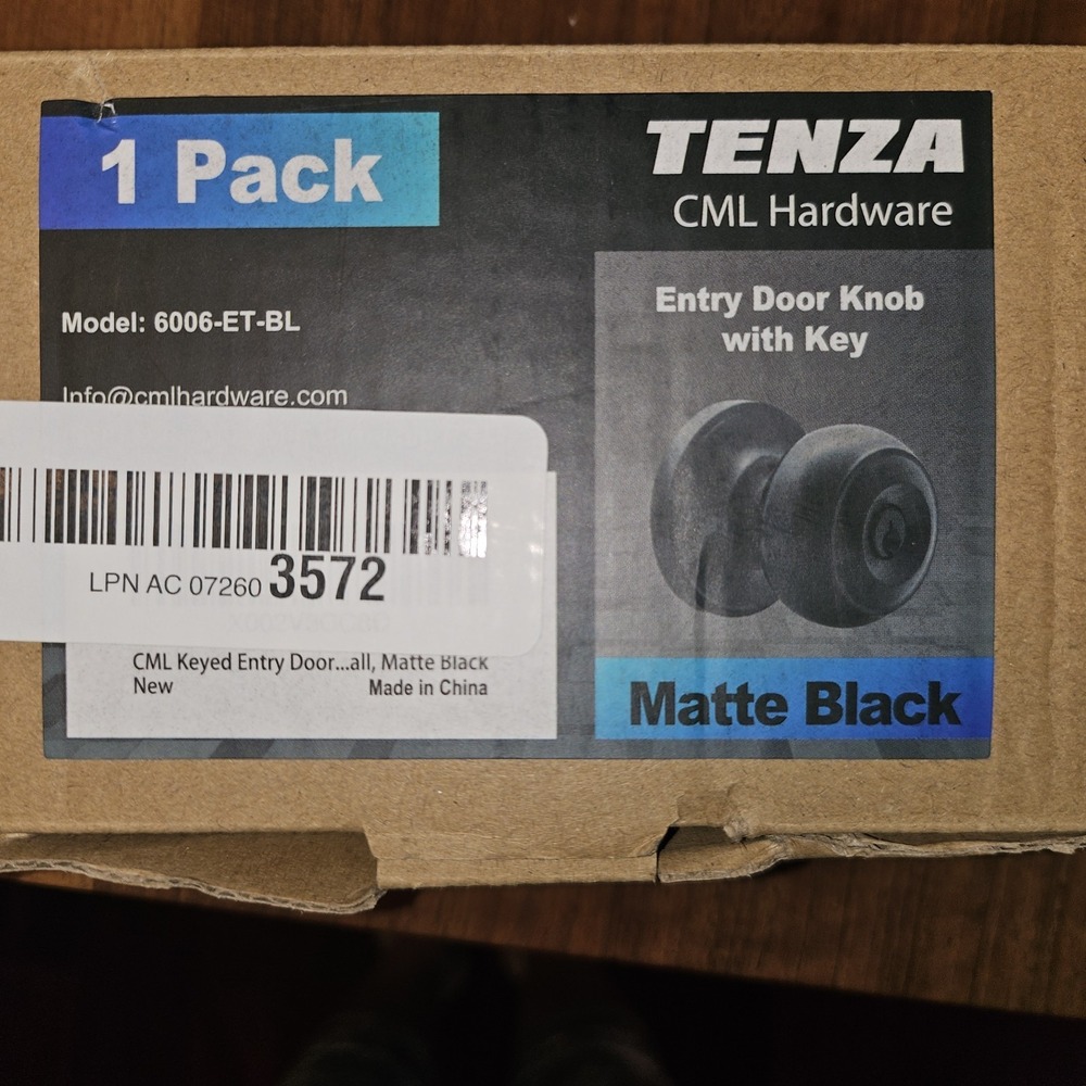 CML Hardware Matte Black Keyed Entry Door Knob for Entrance, Exterior and Int...